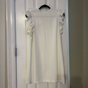 TCEC White Ruffle Sleeve Formal Women’s Dress
